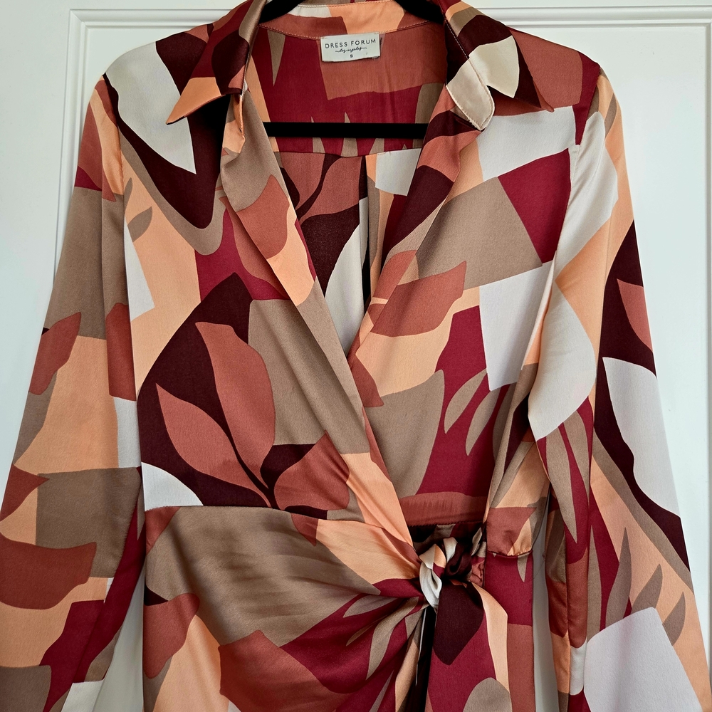 Multicolor Abstract Wrap Dress